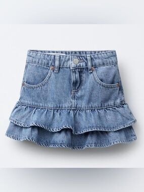 Zara Light Blue Denim Ruffle Skirt - size 12/13